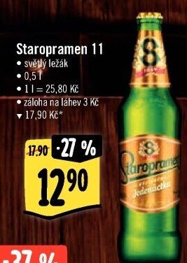 Pivo světlý ležák 11° Staropramen