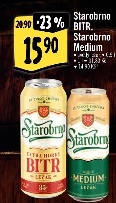 Pivo světlý ležák Bitr Starobrno
