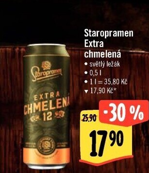Pivo světlý ležák Extra chmelená 12° Staropramen