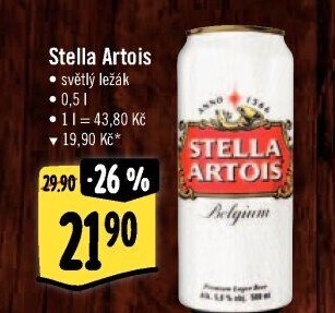 Pivo světlý ležák Stella Artois