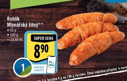 Rohlík Mlynářský žitný Albert