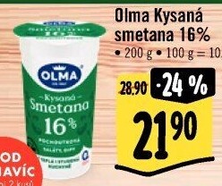Smetana zakysaná Olma 16%