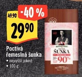 Šunka poctivá řemeslná nejvyšší jakosti Kostelecké uzeniny