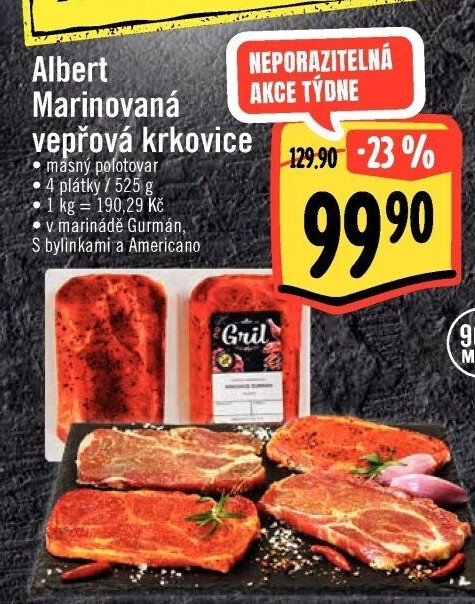Vepřová krkovice marinovaná bez kosti Gurmán Albert Gril
