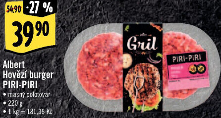 Hovězí burger Piri-Piri Albert Gril