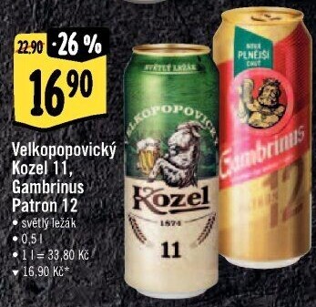 Pivo ležák 11° Velkopopovický Kozel