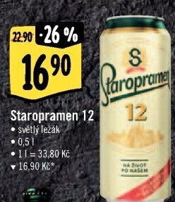 Pivo světlý ležák 12° Staropramen
