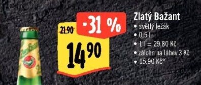 Pivo světlý ležák 12° Zlatý Bažant
