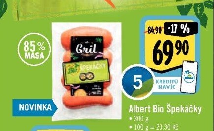 Špekáčky Bio Albert Gril