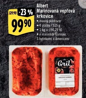 Vepřová krkovice marinovaná bez kosti Gurmán Albert Gril