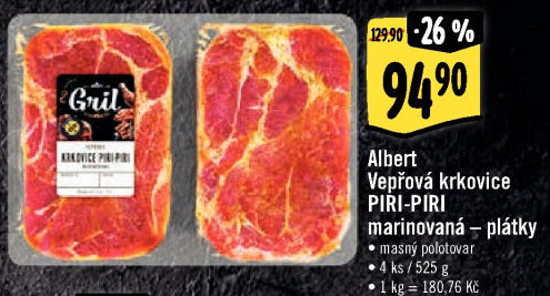 Vepřová krkovice marinovaná bez kosti Piri-Piri Albert Gril