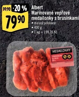 Vepřové medailonky s brusinkami marinované Albert Gril