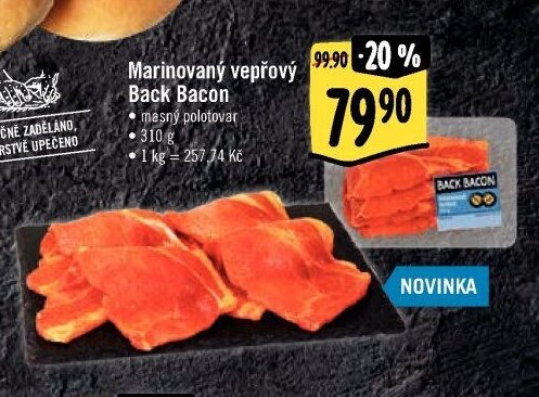 Marinovaný vepřový Back Bacon