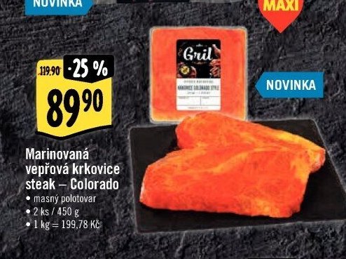 Marinovaná vepřová krkovice steak - Colorado