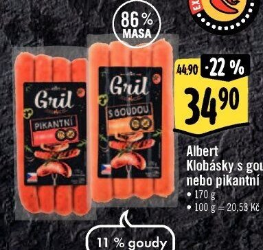 Albert Klobásky s goudou nebo pikantní