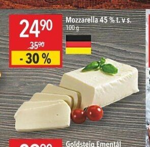 Mozzarella 45% t. v s.