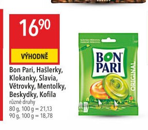 Bon Pari, Hašlerky, Klokanky, Slavia, Větrovky, Mentolky, Beskydky, Kofila