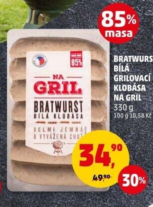Klobása bílá grilovací bratwurst Na gril Penny