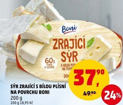 Sýr zrající s bílou plísní na povrchu Boni