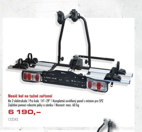 Nosič kol na tažné zařízení (pro 2 elektrokola) - UNI HOBBY akcniletaky.com