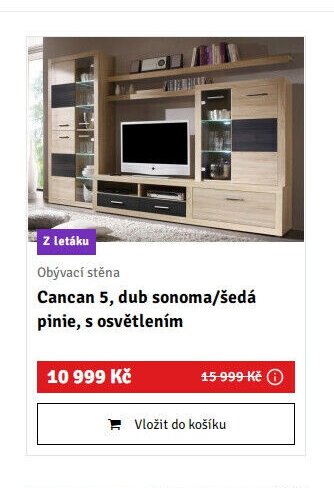 Obývací stěna Cancan 5, dub sonoma/šedá pinie, s osvětlením - ASKO akcniletaky.com