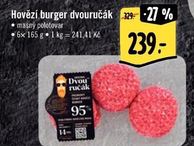 Hovězí burger dvouručák Láďa Grileman Kostelecké uzeniny