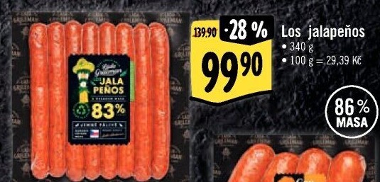 Klobásy na grilování Los Jalapeňos Kostelecké uzeniny