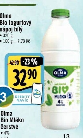 Mléko čerstvé Bio Olma - 4% plnotučné