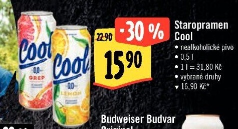 Nealkoholické pivo ochucené Staropramen Cool