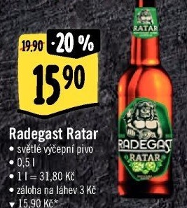 Pivo světlé výčepní Ratar Radegast