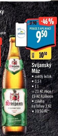 Pivo světlý ležák 11° Svijanský Máz Svijany