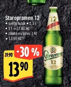 Pivo světlý ležák 12° Staropramen