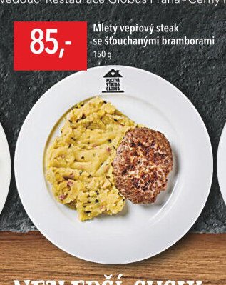 Mletý vepřový steak se šťouchanými bramborami