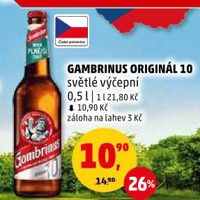 Pivo světlé výčepní Originál 10° Gambrinus
