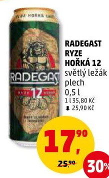 Pivo světlý ležák 12° Ryze hořká Radegast