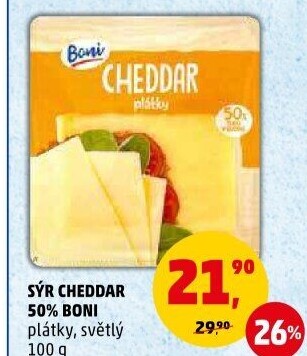 Sýr Cheddar 50% Boni