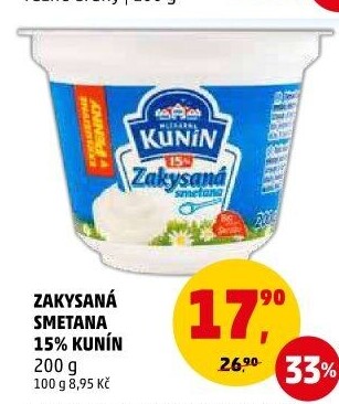 Zakysaná smetana Kunín 15%