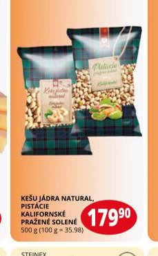 KEŠU JÁDRA NATURAL, PISTÁCIE KALIFORNSKÉ PRAŽENÉ SOLENÉ