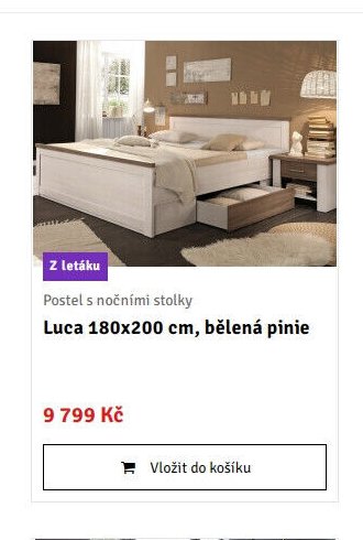 Postel s nočními stolky Luca 180x200 cm, bělená pinie - ASKO akcniletaky.com