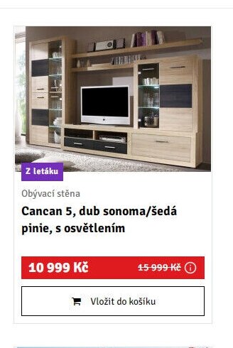 Obývací stěna Cancan 5, dub sonoma/šedá pinie, s osvětlením - ASKO akcniletaky.com