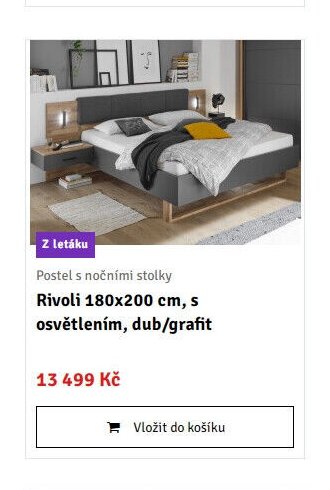 Postel s nočními stolky Rivoli 180x200 cm, s osvětlením, dub/grafit - ASKO akcniletaky.com