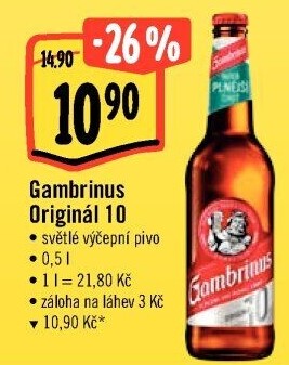 Pivo světlé výčepní Originál 10° Gambrinus