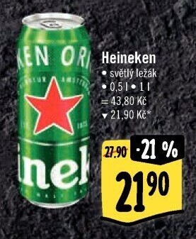 Pivo světlý ležák Heineken