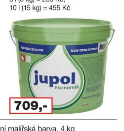 Jupol Ekonomik vnitřní vodou ředitelná malířská barva, 15 l