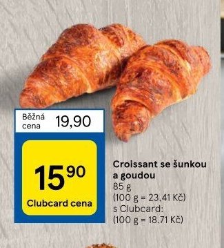 Croissant se šunkou a goudou