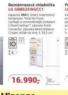 Beznámrazová chladnička LG GBB62SWGCC1
