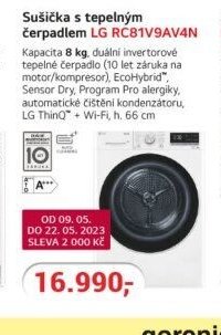 Sušička s tepelným čerpadlem LG RC81V9AV4N