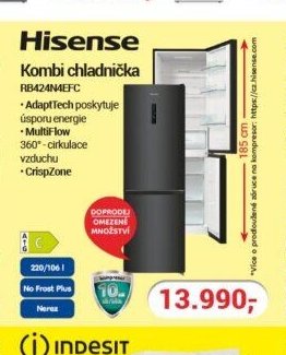 Hisense Kombi chladnička RB424N4EFC