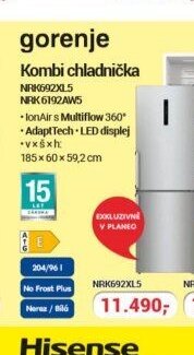 gorenje Kombi chladnička NRK692XL5