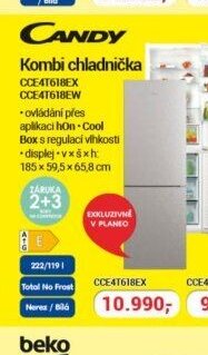 CANDY Kombi chladnička CCE4T618EX